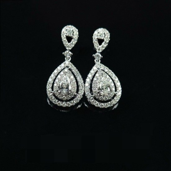 Gia Certified 14k Gold 0.61 Ct Natural E-f Vs-si Pear Diamond Earrings