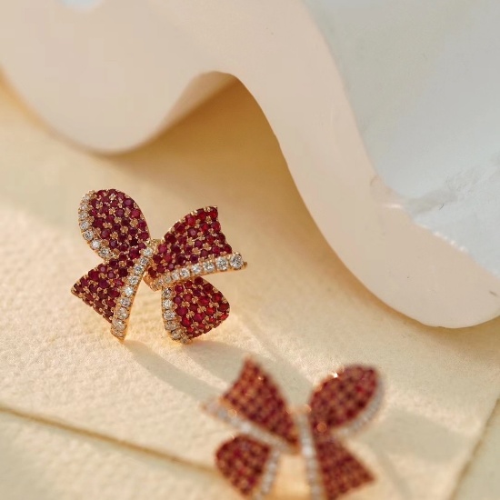 14k Gold 1.82 Ctw Natural Ruby & Diamond Earrings
