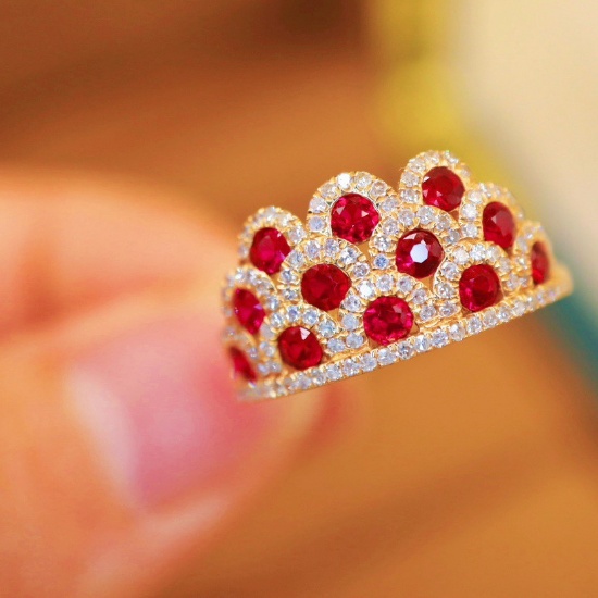 14k Gold 1.14 Ctw Vivid Red Natural Ruby & Diamond Ring