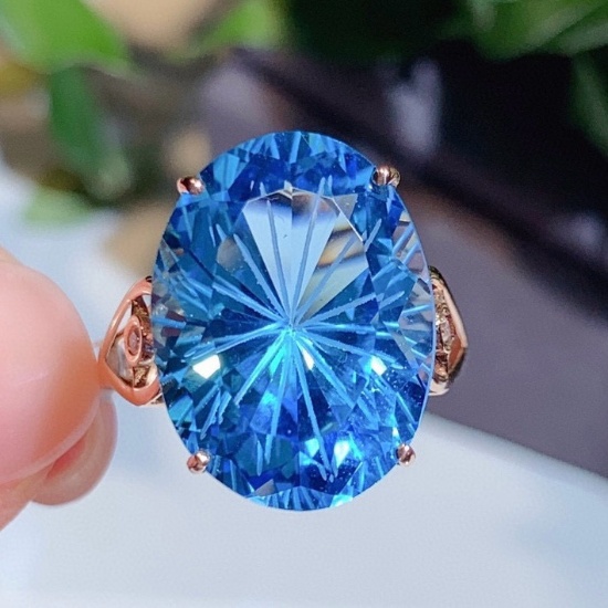 14k Gold 14.39 Ctw Natural Topaz & Diamond Ring