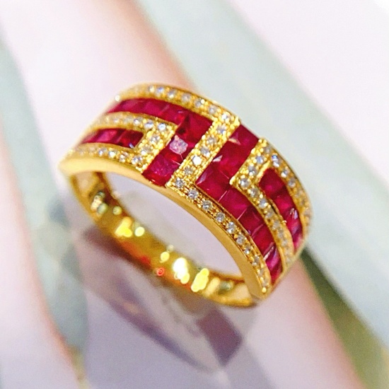 14k Gold 1.6 Ct Vivid Red Natural Ruby & Diamond Ring