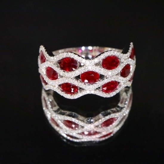 14k Gold 2.52 Ctw Natural Ruby & Diamond Ring
