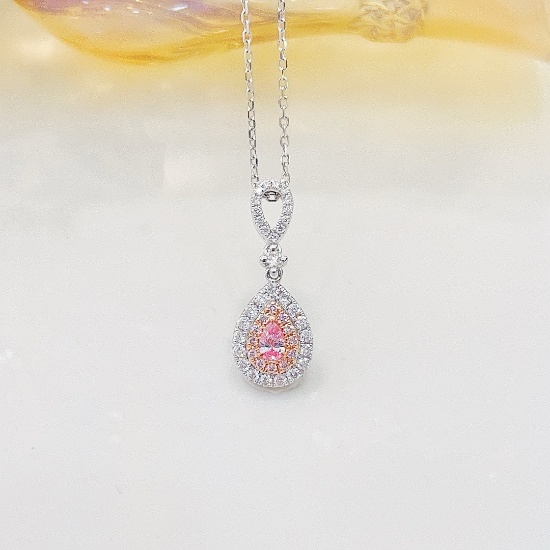 14k Gold 0.30 Ctw Natural Pink Diamond & Diamond Necklace