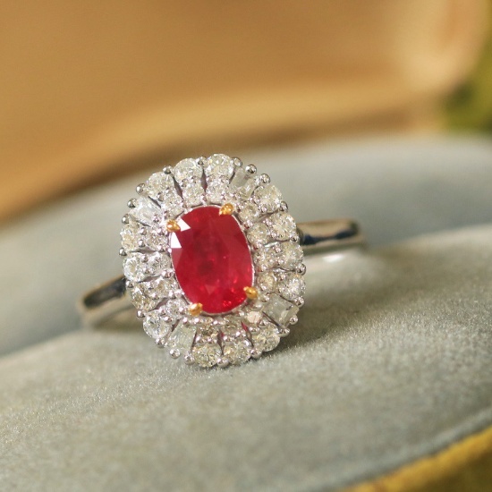 14k Gold 1.68 Ctw Natural Ruby & Diamond Ring