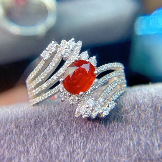 14k Gold 1.07 Ct Vivid Red Natural Ruby & Diamond Ring