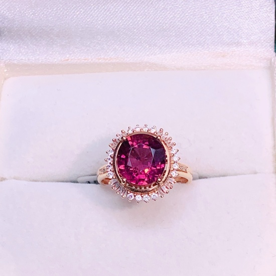 14k Gold 3.76 Ctw Natural Tourmaline & Diamond Ring