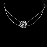 14k Gold 0.45 Ct Natural H Diamond & Flowers Necklace