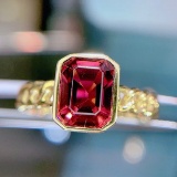 14k Gold 2.18 Ct Natural Tourmaline & Solitaire Ring