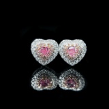 14k Gold 0.19 Ct Natural Pink Diamond & Diamond Earrings