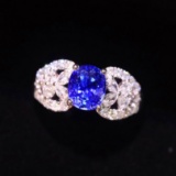 14k Gold 2.09 Ctw Natural Sapphire & Diamond Ring
