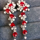 14k Gold 3.06 Ctw Natural Ruby & Diamond Earrings