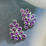 14k Gold 6.9 Ctw Natural Sapphire & Diamond Earrings