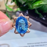 14k Gold 13.53 Ctw Natural Topaz & Diamond Ring