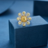 14k Gold 2.23 Ctw Natural Yellow Diamond & Diamond Ring