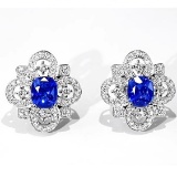 14k Gold 2.64 Ctw Natural Sapphire & Diamond Earrings