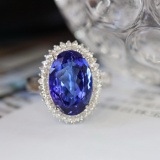 14k Gold 3.53 Ctw Natural Tanzanite & Diamond Ring