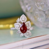 14k Gold 1.65 Ctw Vivid Red Natural Ruby & Diamond Ring