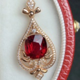 14k Gold 2.62 Ct Natural Tourmaline & Diamond Pendant