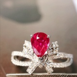 14k Gold 1.11 Ctw Natural Ruby & Diamond Ring
