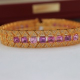 14k Gold 9.65 Ctw Natural Sapphire & Diamond Bracelet
