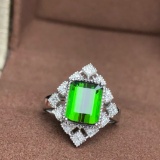 14k Gold 3.8 Ct Natural Tourmaline & Diamond Ring