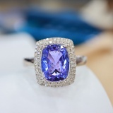 14k Gold 3.37 Ctw Natural Tanzanite & Diamond Ring