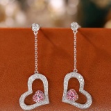 14k Gold 0.80 Ctw Natural Pink Diamond & Diamond Earrings