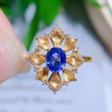 14k Gold 0.85 Ctw Natural Sapphire & Diamond Ring