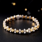 14k Gold 5.87 Ctw Natural Yellow Diamond & Diamond Bracelet
