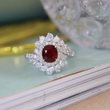14k Gold 2.03 Ctw Vivid Red Natural Ruby & Diamond Ring