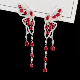 14k Gold 5.27 Ctw Natural Ruby & Diamond Earrings