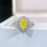 Gia Certified 14k Gold 1.43 Ctw Natural Yellow Diamond & Diamond Ring