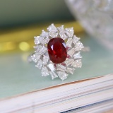 14k Gold 2.18 Ctw Vivid Red Natural Ruby & Diamond Ring