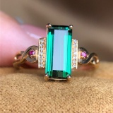 14k Gold 2.20 Ct Natural Tourmaline & Diamond Ring