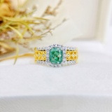 14k Gold 1.32 Ctw Natural Green Diamond & Diamond Ring