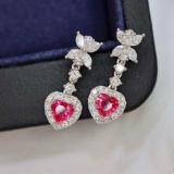 14k Gold 1.36 Ctw Natural Ruby & Diamond Earrings