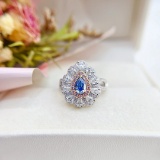 14k Gold 1.53 Ctw Natural Blue Diamond & Diamond Ring/pendant