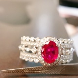 14k Gold 1.48 Ctw Natural Ruby & Diamond Ring