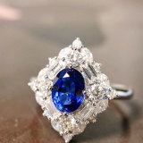 14k Gold 1.80 Ctw Natural Sapphire & Diamond Ring