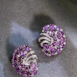 14k Gold 5.3 Ctw Natural Sapphire & Diamond Earrings