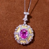 14k Gold 1.94 Ctw Natural Padparadscha Sapphire & Diamond Pendant