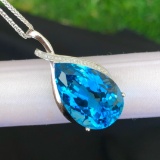 14k Gold 24 Ct Natural Topaz & Diamond Pendant
