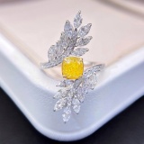 Gia Certified 14k Gold 2.21 Ctw Natural Yellow Diamond & Diamond Ring