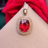 14k Gold 2.45 Ct Natural Tourmaline & Diamond Pendant