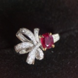 14k Gold 1.43 Ctw Natural Ruby & Diamond Ring