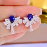 14k Gold 2.35 Ctw Natural Sapphire & Diamond Earrings