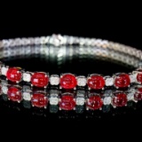 14k Gold 5.67 Ctw Natural Ruby & Diamond Bracelet