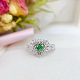 14k Gold 0.97 Ctw Natural Green Diamond & Diamond Ring