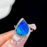 14k Gold 2.86 Ctw Natural Opal & Diamond Ring