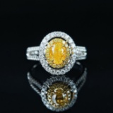 14k Gold 0.57 Ct Natural Yellow Diamond & Diamond Ring